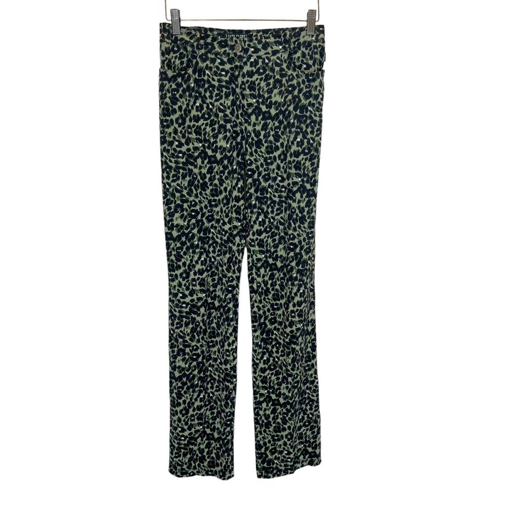 Vintage 90s Anti Flirt Green Black Leopard Print High Rise Straight Leg Pants 3
